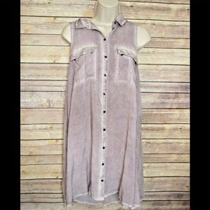 Silence + Noise Purple Sleeveless Button Up Tunic